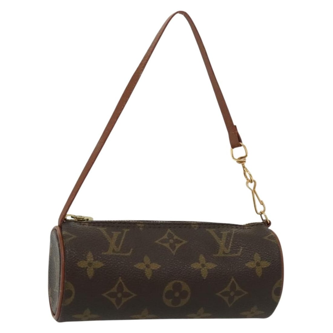 Papillon Pochette Handbag by Louis Vuitton in Brown: Papillon Pochette Handbag by Louis Vuitton in Brown This Louis Vuitton Papillon Pochette bag features a brown exterior with slight rubbing on the surface and corners. The handle has some loss of shape