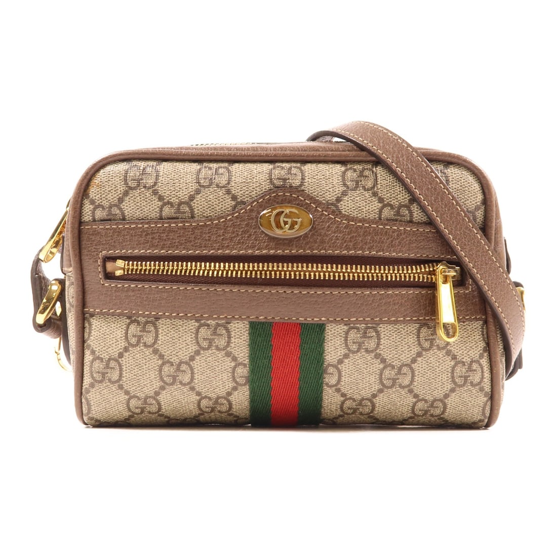 GUCCI Ophidia Mini Shoulder Bag Coated Canvas Brown GHW 517350 (1 of 12)