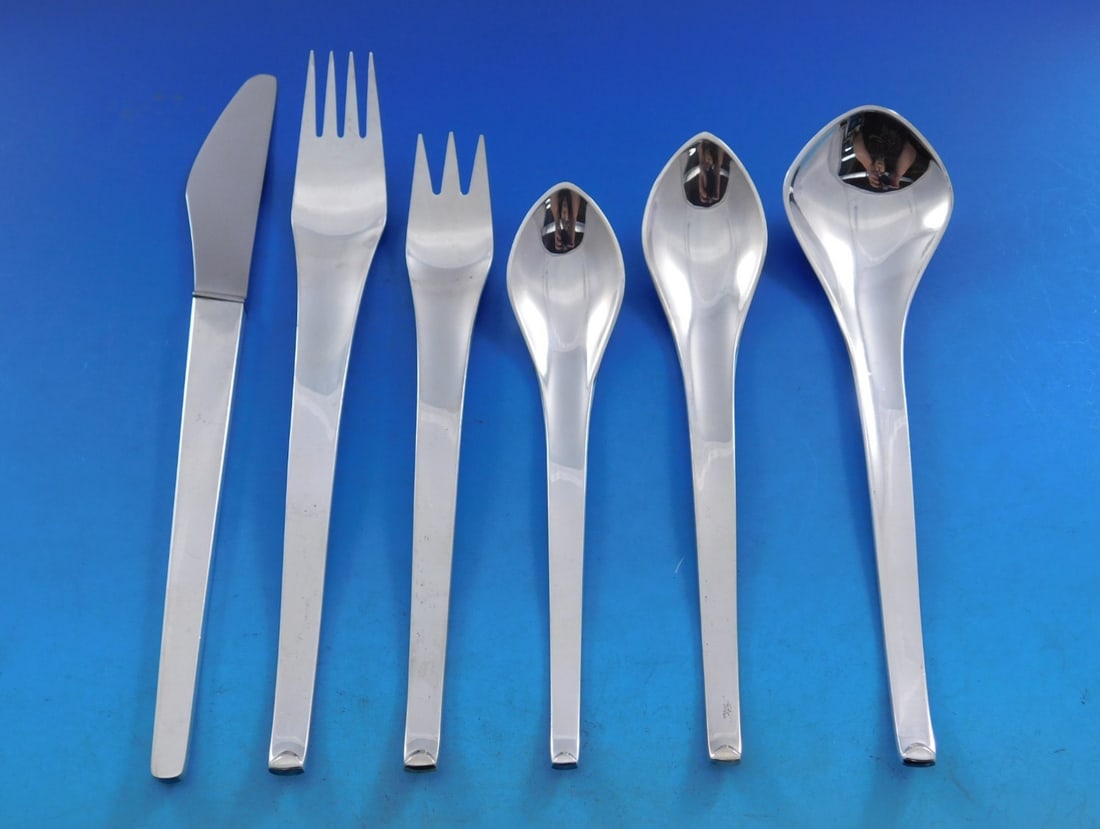 49 Piece Linje Pattern Danish Sterling Flatware Set Hans Hansen for 8 (1 of 6)