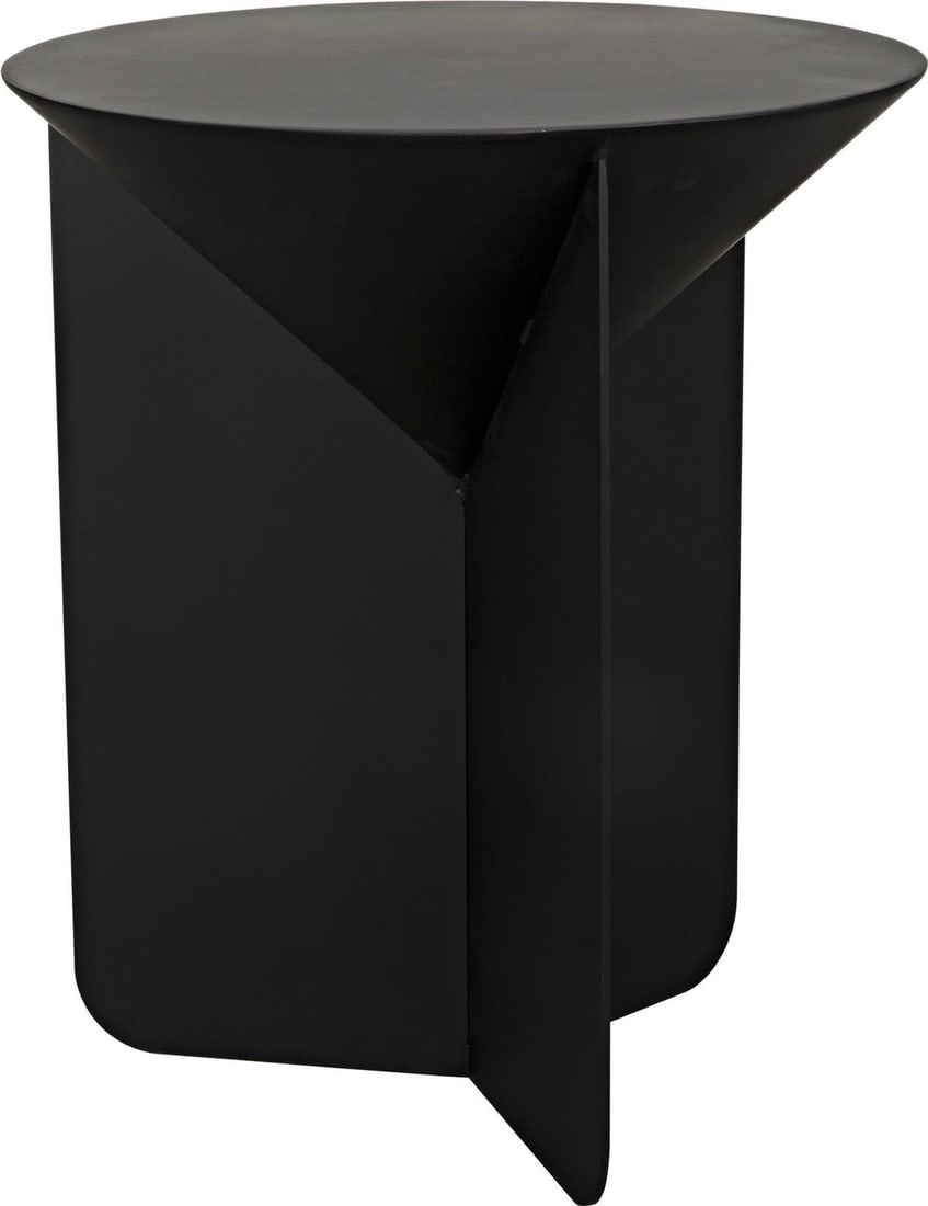 Noir Lora Matte Black Industrial Steel Side Table (1 of 1)