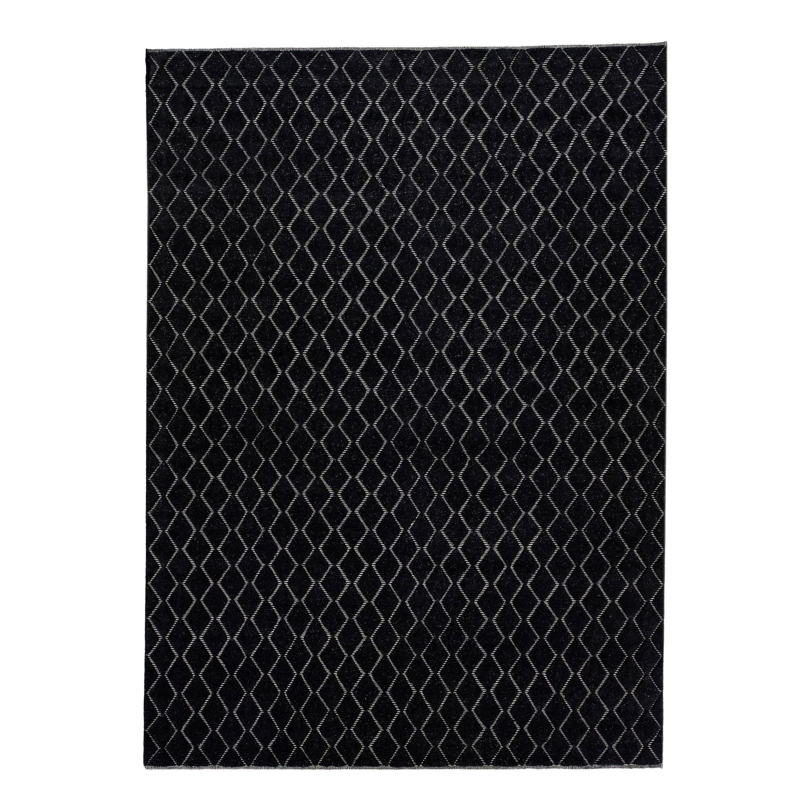 Contemporary Black Wool Moroccan Rug with Geometric Design 10'3 x 14'3: Contemporary Black Wool Moroccan Rug with Geometric Design 10'3 x 14'3 Elevate your space with this stunning contemporary Moroccan rug, featuring an intricate allover geometric design hand-knotted in