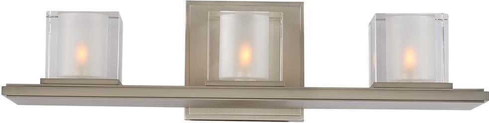 Kalco Elegant Modern Cube Bath Light 3-Light Satin Nickel: Kalco Elegant Modern Cube Bath Light 3-Light Satin Nickel Illuminate your space with this Elegant Modern Bath Light featuring stunning crystal cubes. Crafted from heavy gauge steel and adorned with cr