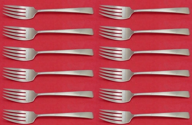 Towle Craftsman Sterling Silver Salad Fork Set 12 Pieces: Towle Craftsman Sterling Silver Salad Fork Set 12 Pieces Enhance your dining experience with this elegant 12-piece salad fork set from the renowned Craftsman pattern by Towle. Each fork measures 6 1/2
