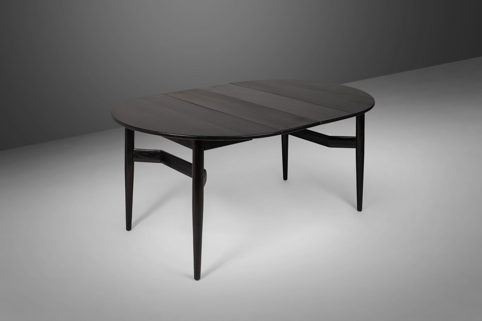 Mid Century Modern Ebonized Walnut Extension Dining Table with Architectural Legs (1 of 10)