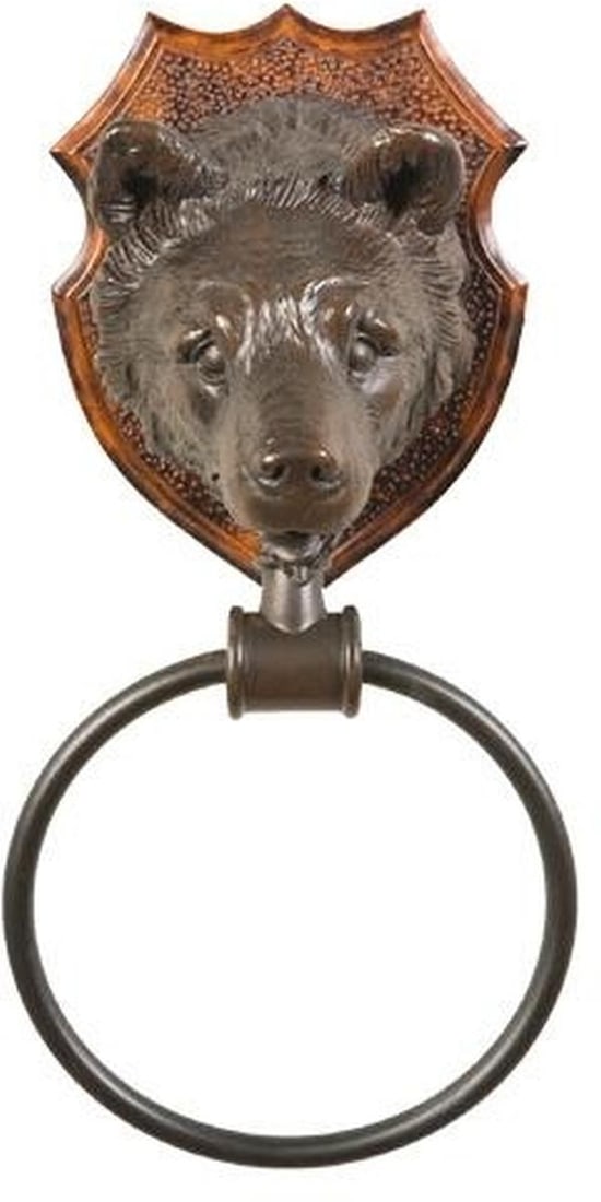 Rustic Lodge Style Bear Head Towel Rack Handcrafted Resin (1 of 1)