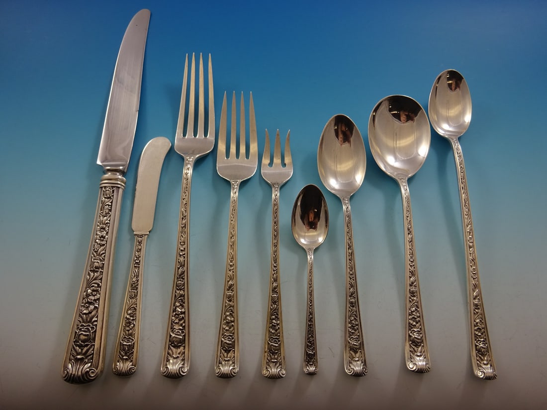 Watson Windsor Rose Sterling Silver Flatware Set 117 Pieces for 12 Service (1 of 9)