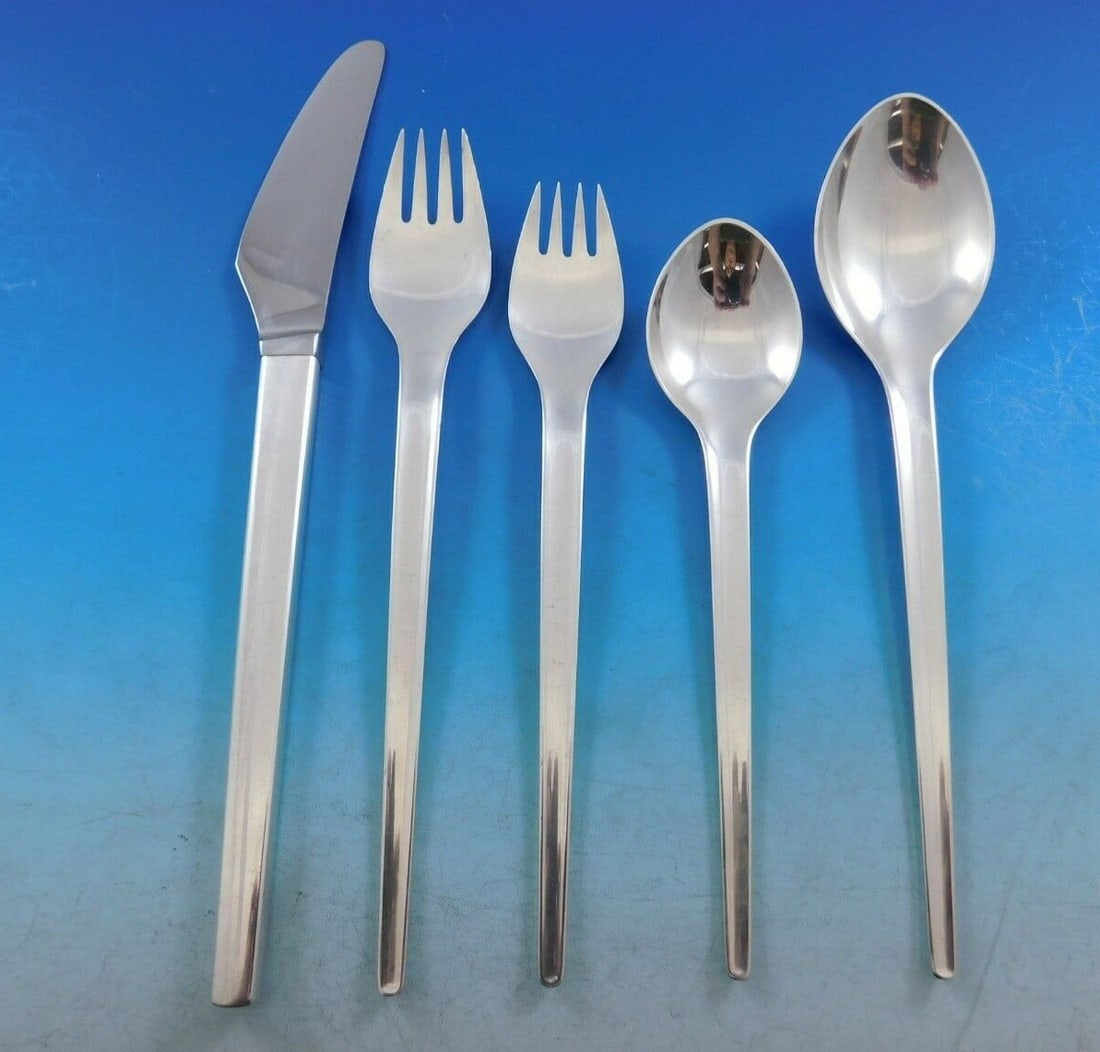 Georg Jensen Argo Sterling Silver Flatware Set 60 pcs Mid-Century Modern (1 of 4)