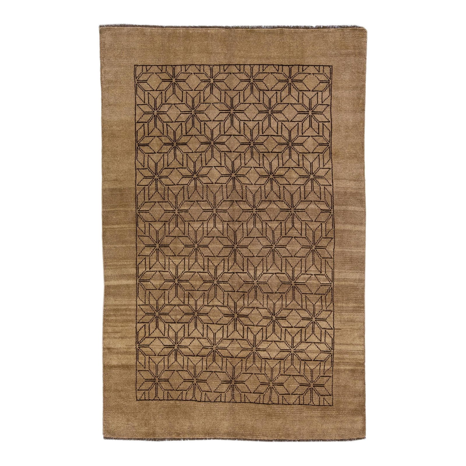Handmade Moroccan Geometric Brown Wool Rug 6'6 x 10'3: Handmade Moroccan Geometric Brown Wool Rug 6'6 x 10'3 Enhance your living space with this stunning Moroccan-style handmade wool rug. Part of the Northwest collection, it showcases a rich brown color f