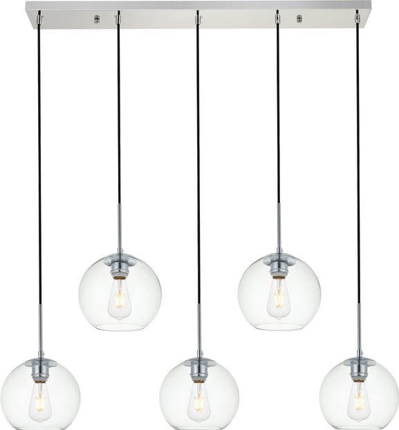 Elegant Lighting Transitional Chrome Pendant Light Clear Glass Baxter Collection (1 of 1)