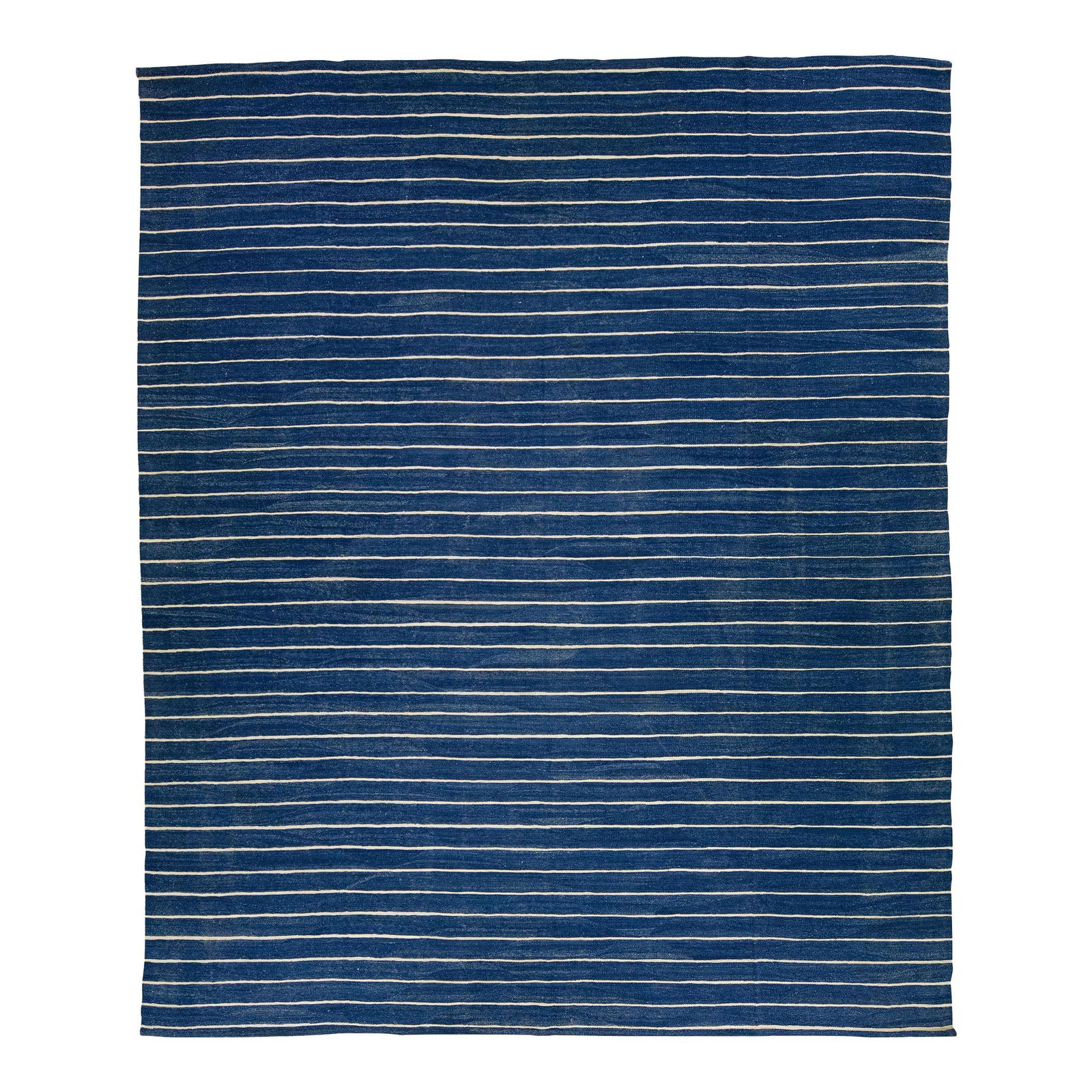 Oversized Modern Kilim Wool Rug Navy Blue Stripe Pattern 13'11 x 16'9 (1 of 10)