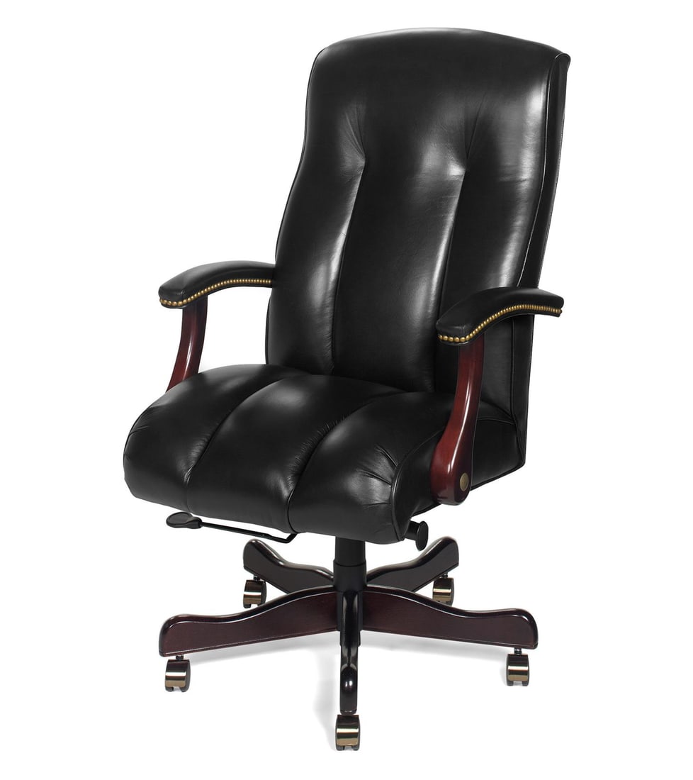 Handcrafted Ebony Office Chair USA Made English Traditional Style: Handcrafted Ebony Office Chair USA Made English Traditional Style Introducing a beautifully crafted Traditional Ebony Office Chair, designed for both style and comfort. This chair features a stunning