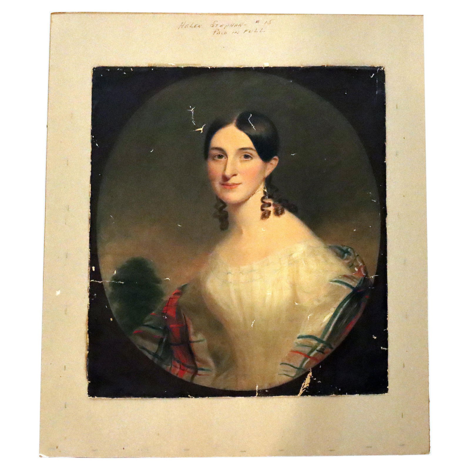 Antique Oil Painting Debutant Portrait C1820 29.75x25 (1 of 6)