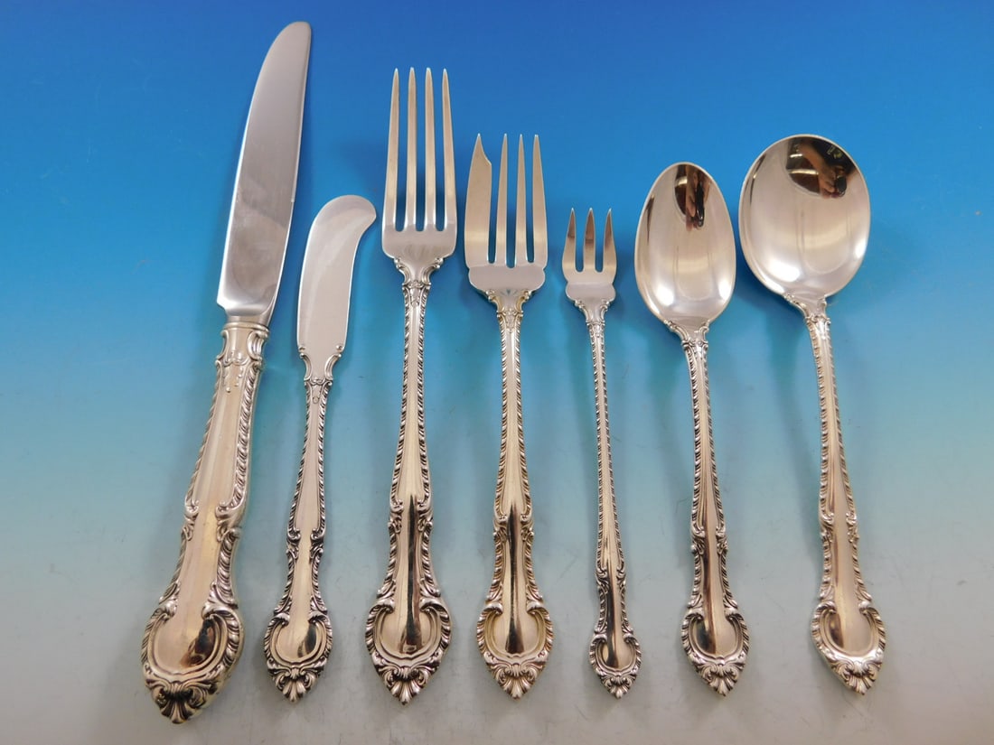 Gorham English Gadroon Sterling Silver Flatware Set for 12 - 86 Pieces with Storage Chest (1 of 9)