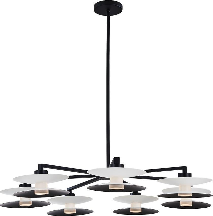 Kalco Fresno Matte Black 7-Light LED Chandelier Japandi Style (1 of 1)