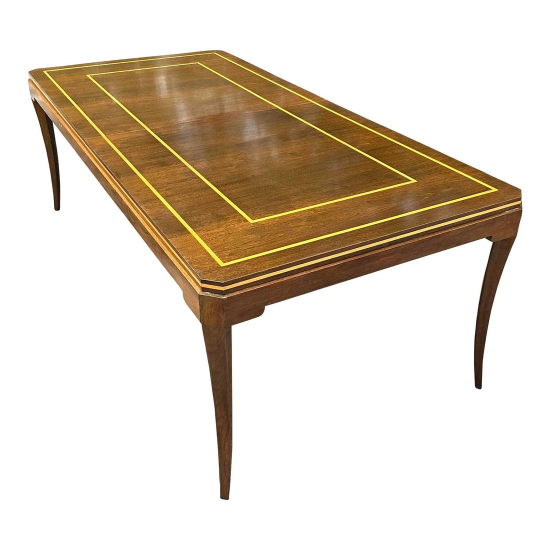 Vintage Regency Tommi Parzinger Racetrack Extendable Dining Table: Vintage Regency Tommi Parzinger Racetrack Extendable Dining Table Elevate your dining experience with this exquisite Vintage Regency Signed Tommi Parzinger 'Racetrack' Extendable Dining Table. Designe