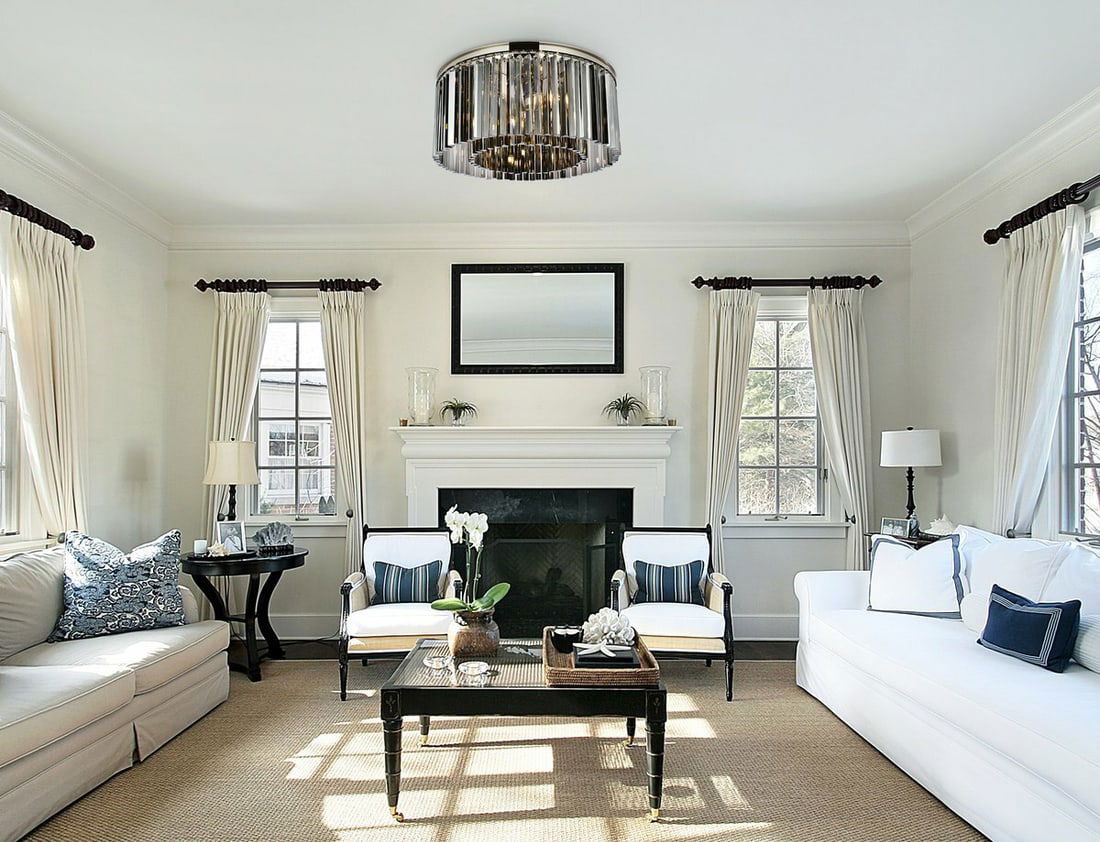 Sydney 8-Light Crystal Flush Mount Chandelier Polished Nickel 31.5" (1 of 8)