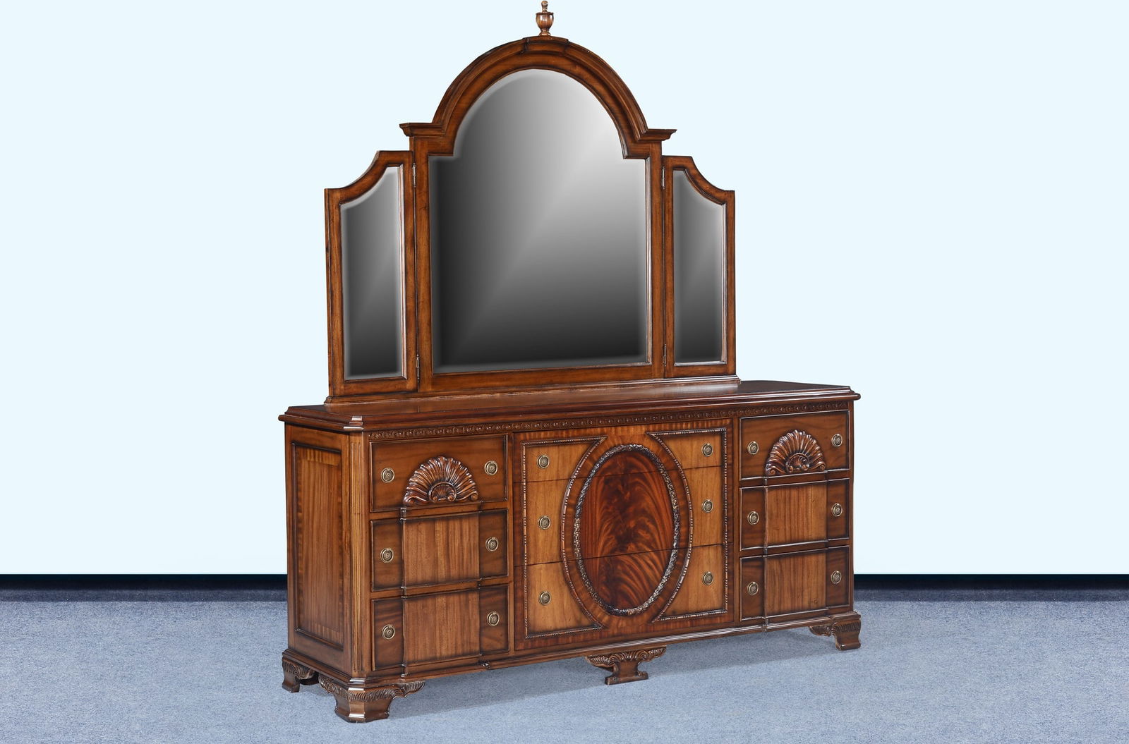 Victorian Style Dresser with Lion Head and Mirror in Mahogany (1 of 7)