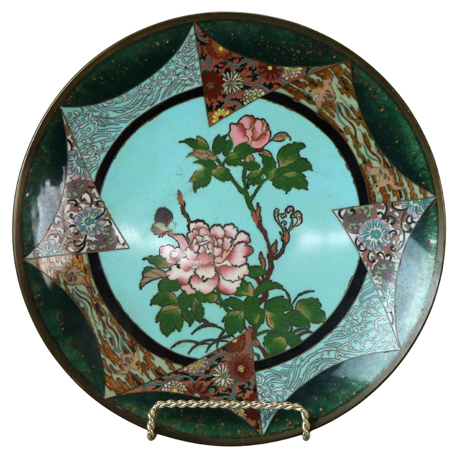 Japanese Meiji Floral Enameled Cloisonne Charger Circa 1920 (1 of 5)