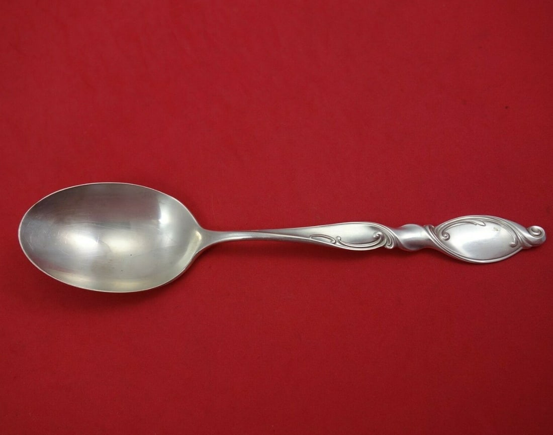 Wallace Silver Swirl Vintage Sterling Silver Serving Spoon 8 3/8" (1 of 2)