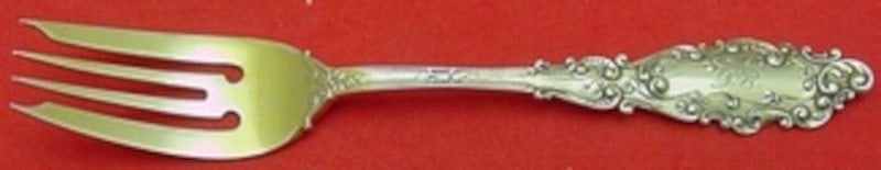 Gold Washed Sterling Salad or Pastry Fork Luxembourg Pattern by Gorham 5 5/8" (1 of 2)