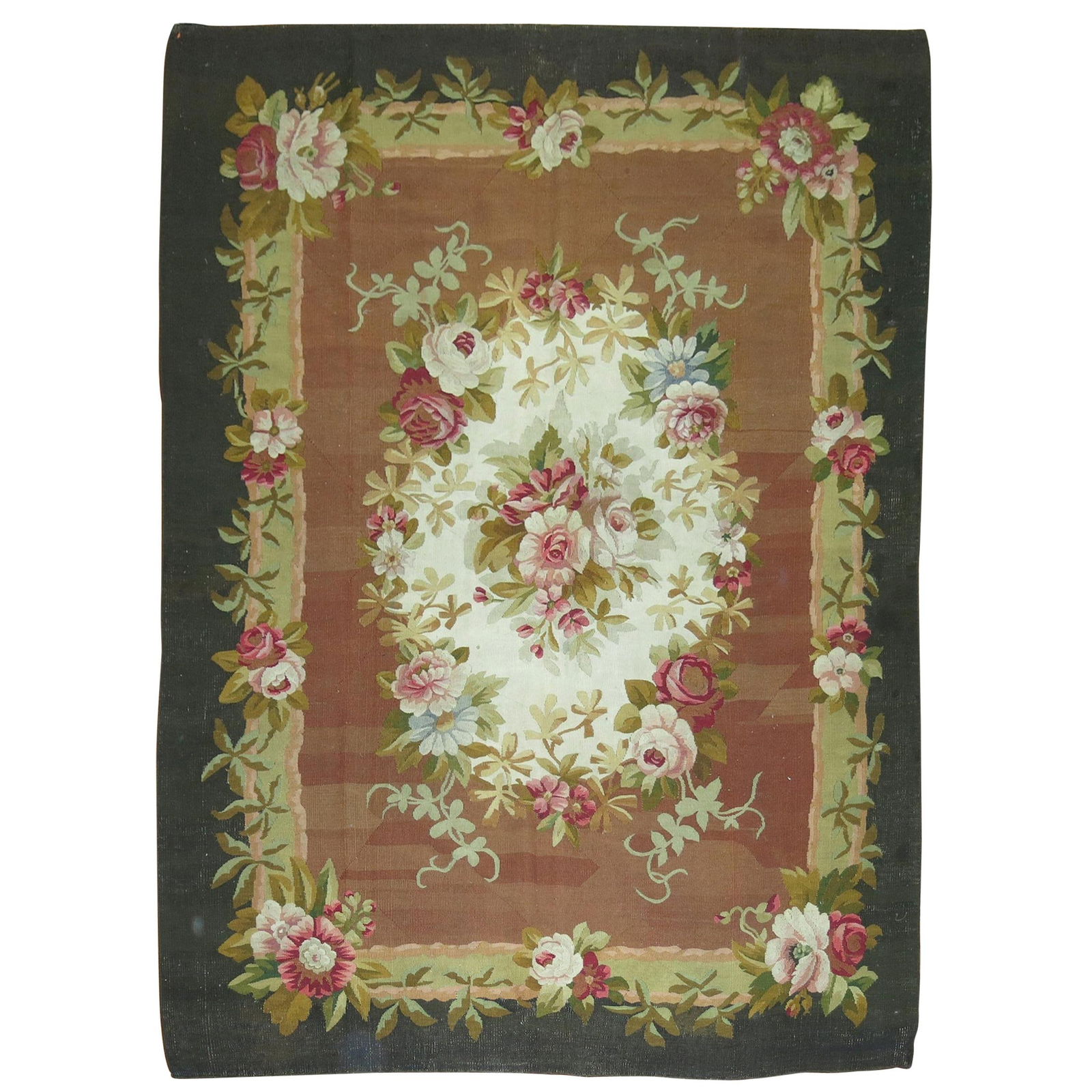 Mid 1800s French Aubusson Wool Rug Attributed to Louis Philippe 67 x 85 Inches (1 of 8)