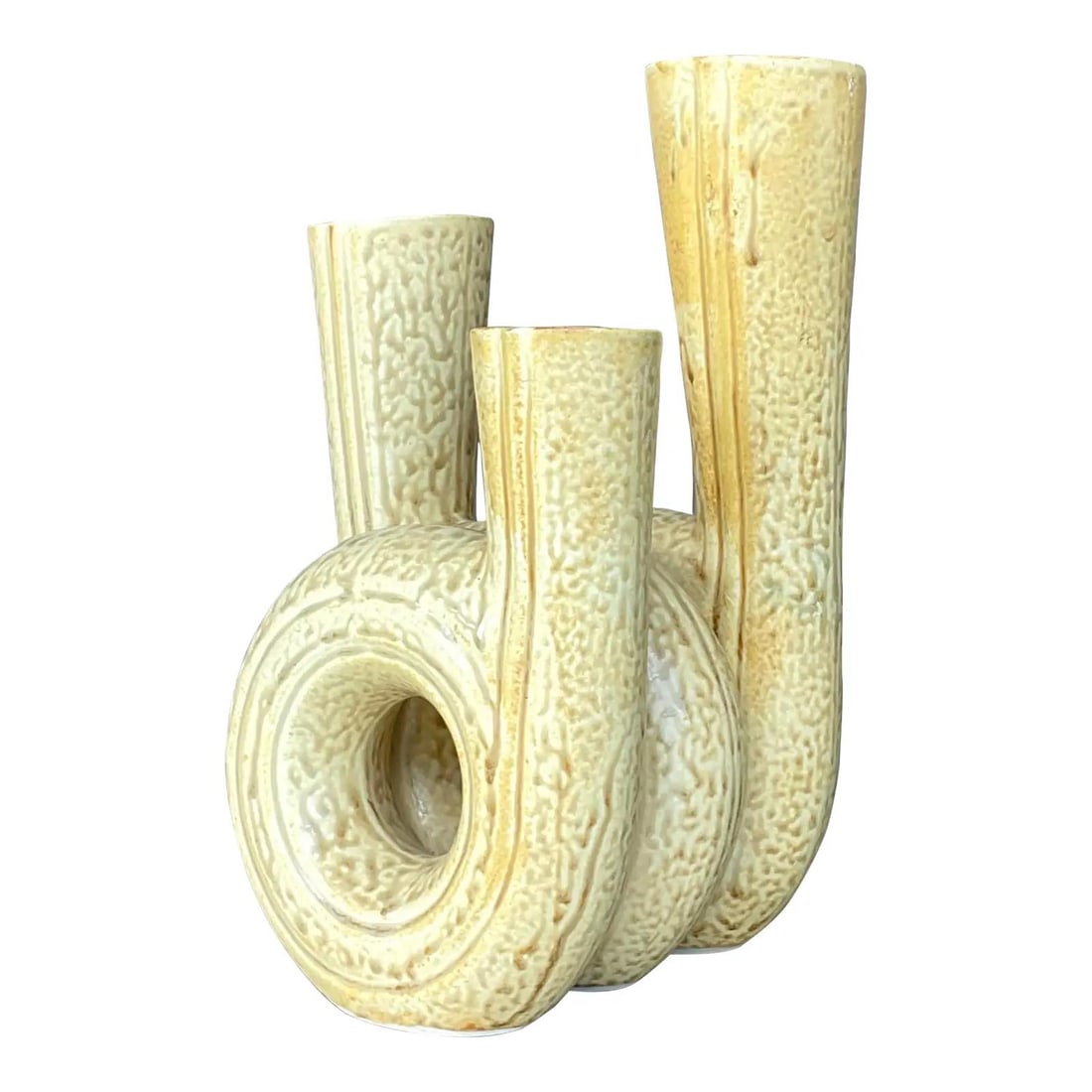 Rustic Vintage Boho Pottery Vase Light Yellow 12" Handcrafted: Rustic Vintage Boho Pottery Vase Light Yellow 12" Handcrafted Enhance your home decor with this Vintage Boho Studio Pottery Vase, a stunning piece that embodies rustic Americana. Handcrafted with an e