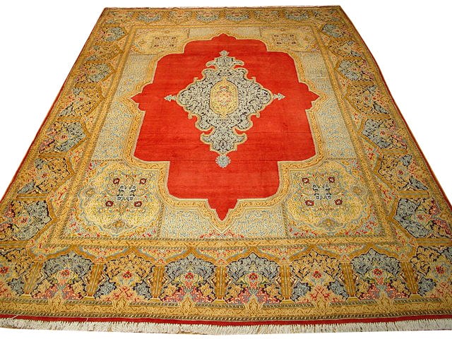10' x 14.2' Semi Antique Persian Kerman Area Rug Wool Handwoven Red Floral (1 of 6)