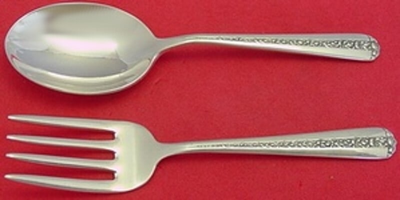Towle Rambler Rose Sterling Silver Baby Flatware Set 2-Piece 4 1/4 Inch (1 of 2)