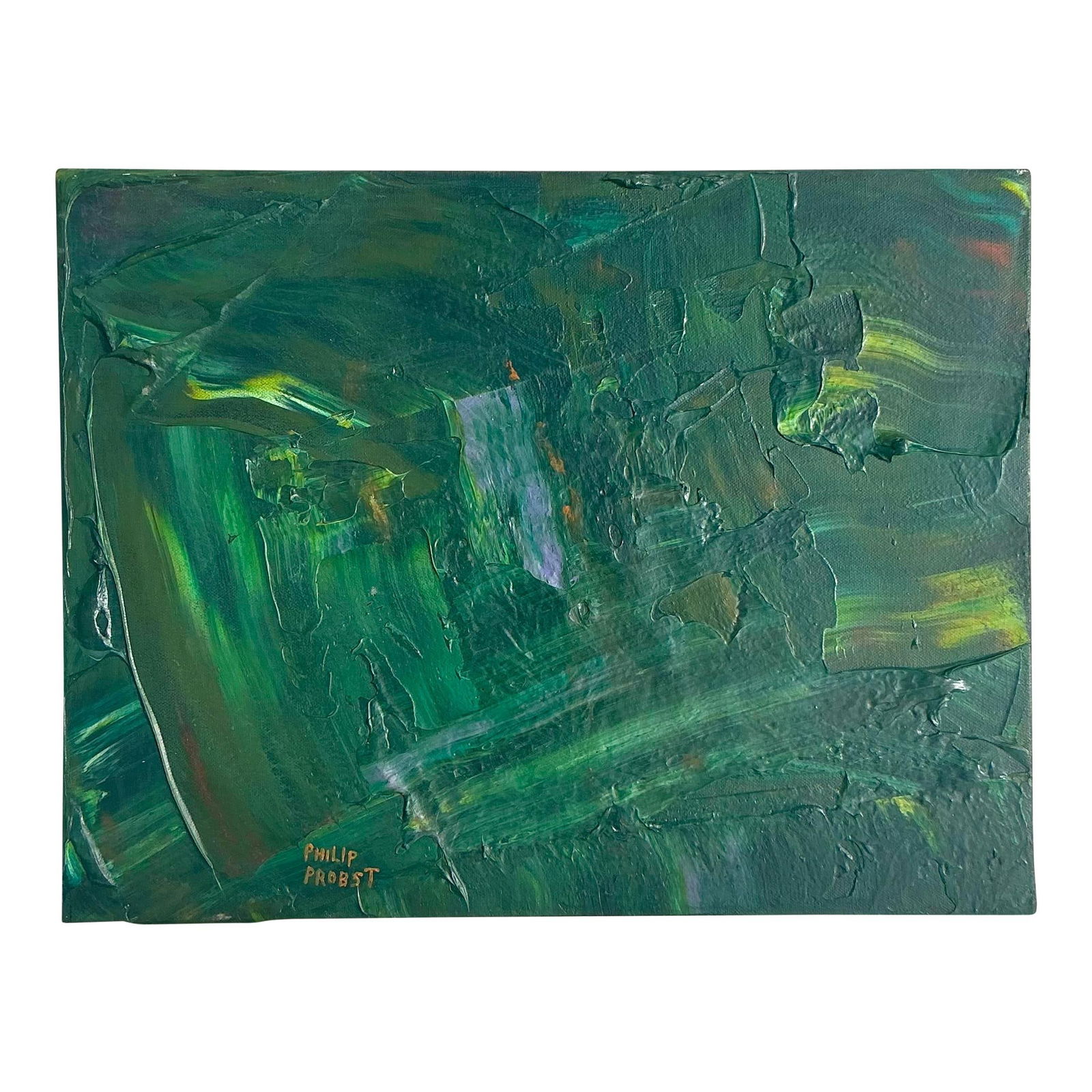 Vintage Boho Original Impasto Abstract Oil on Canvas 18x14 Green: Vintage Boho Original Impasto Abstract Oil on Canvas 18x14 Green Enhance your living space with this Vintage Boho Original Impasto Abstract Oil on Canvas. This artwork exemplifies bohemian artistry th