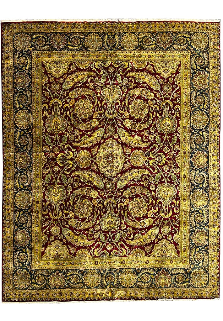 Handcrafted 12' x 14'10" Burgundy Gold Persian Rug: Handcrafted 12' x 14'10" Burgundy Gold Persian Rug Free continental US Shipping Transform your living space with this luxurious 12' x 15' Burgundy Gold Persian Quality Large Rug, a stunning addition t
