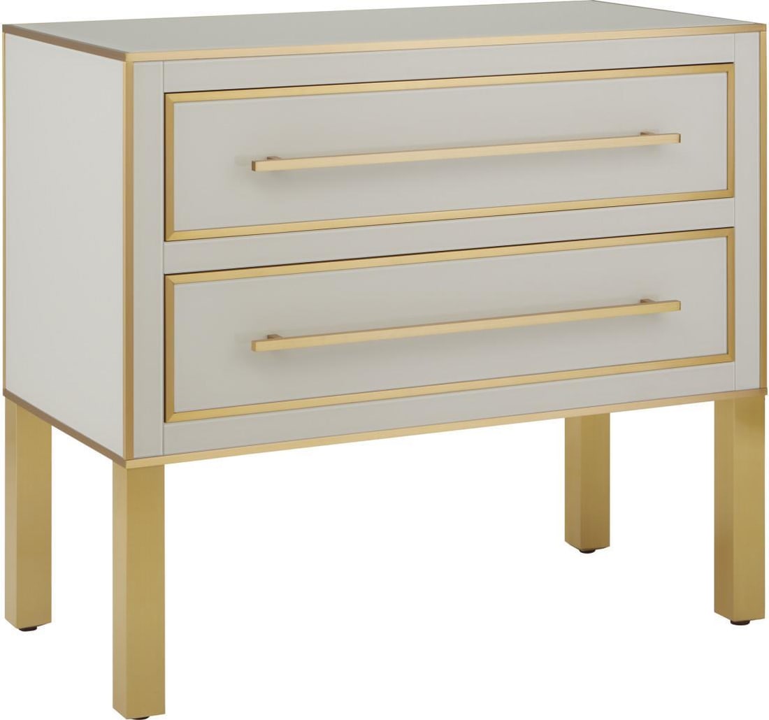 Currey Arden Ivory Chest Hollywood Regency Brass & Glass (1 of 5)