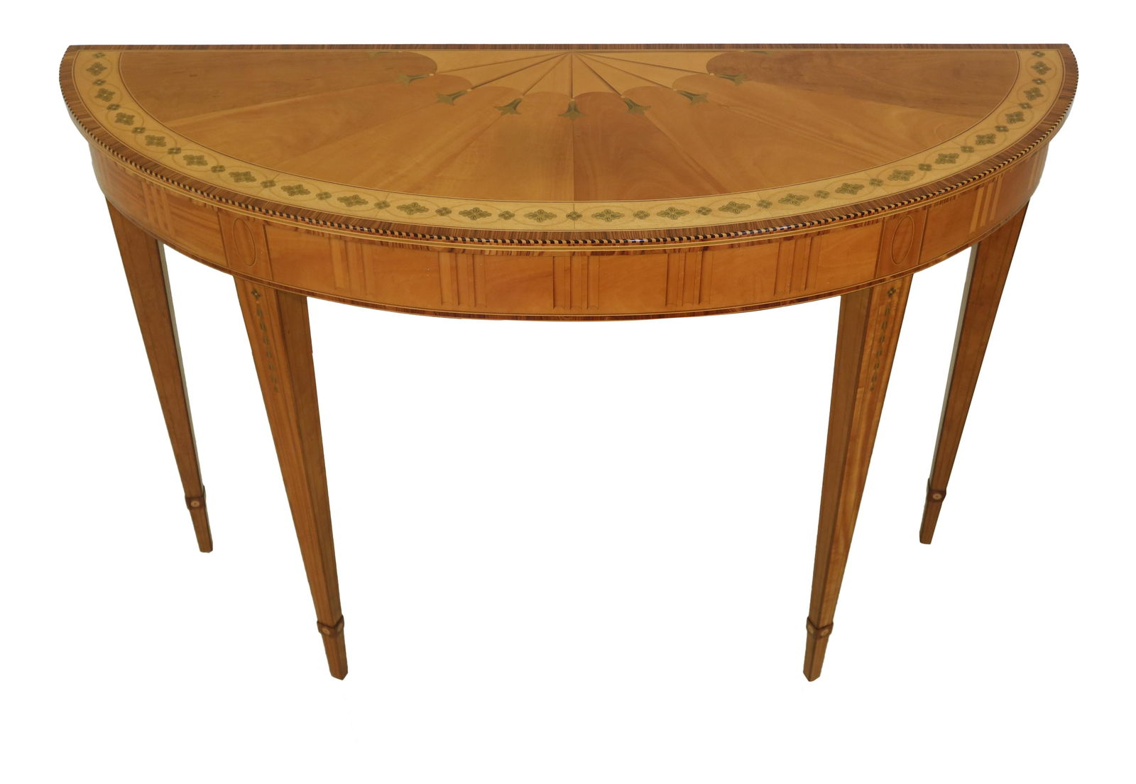 Kindel 18th Century Style Inlaid Satinwood Demilune Console Table (1 of 10)