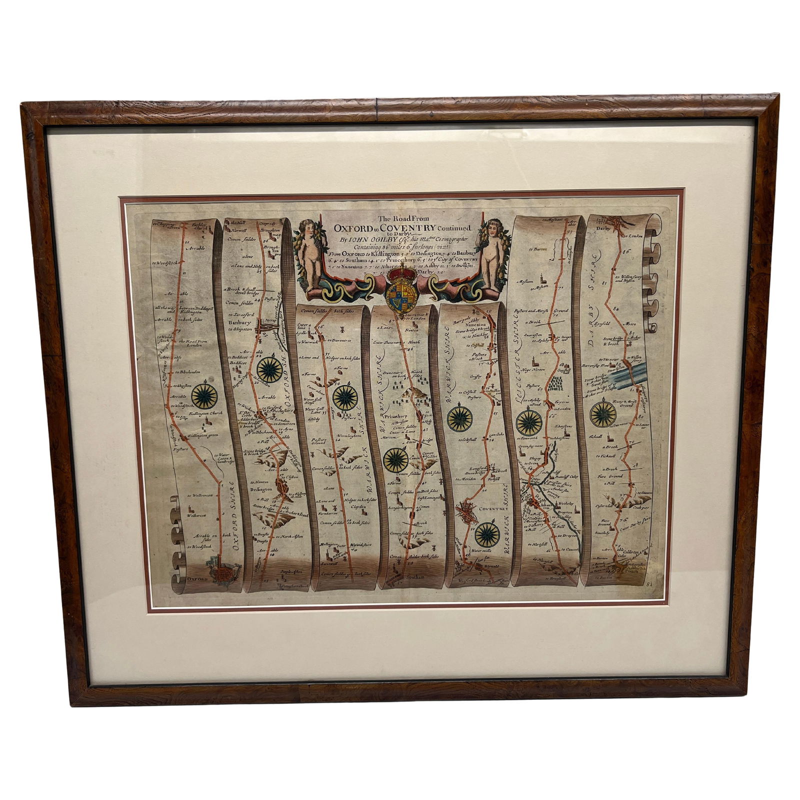 Rare 17th Century John Ogilby Oxford to Salisbury Road Map #82 Circa 1675 (1 of 7)