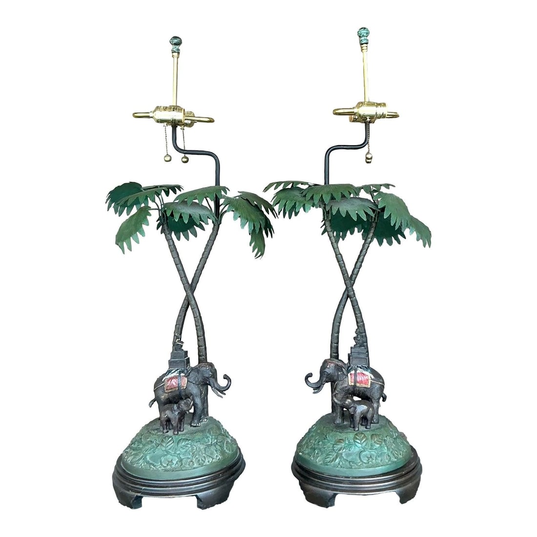 Exquisite Pair of Vintage Boho Bronze Elephant Lamps (1 of 9)