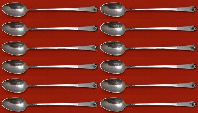 Royal Crest Castle Rose Sterling Silver Iced Tea Spoon Set 12 Pieces: Royal Crest Castle Rose Sterling Silver Iced Tea Spoon Set 12 Pieces Enhance your table setting with this exquisite 12-piece iced tea spoon set in the elegant Castle Rose pattern by Royal Crest. Each