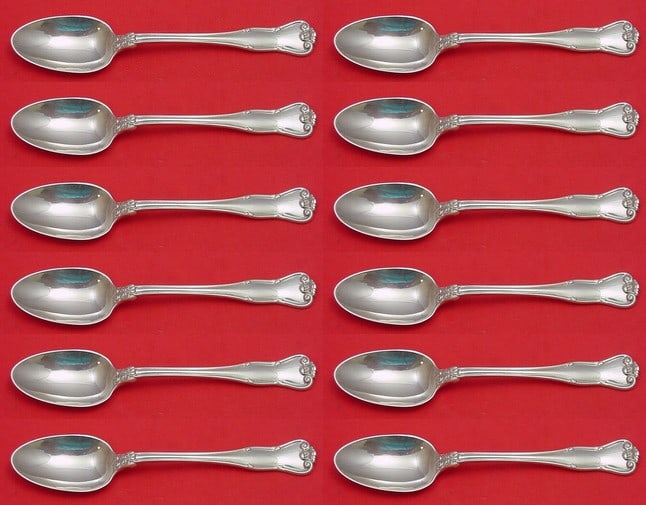 Tiffany & Co Provence Sterling Silver Soup Spoon Set 12 pcs 7 1/4": Tiffany & Co Provence Sterling Silver Soup Spoon Set 12 pcs 7 1/4" This exquisite 12-piece set of place soup spoons is crafted from sterling silver in the elegant Provence pattern by Tiffany & Co. Eac
