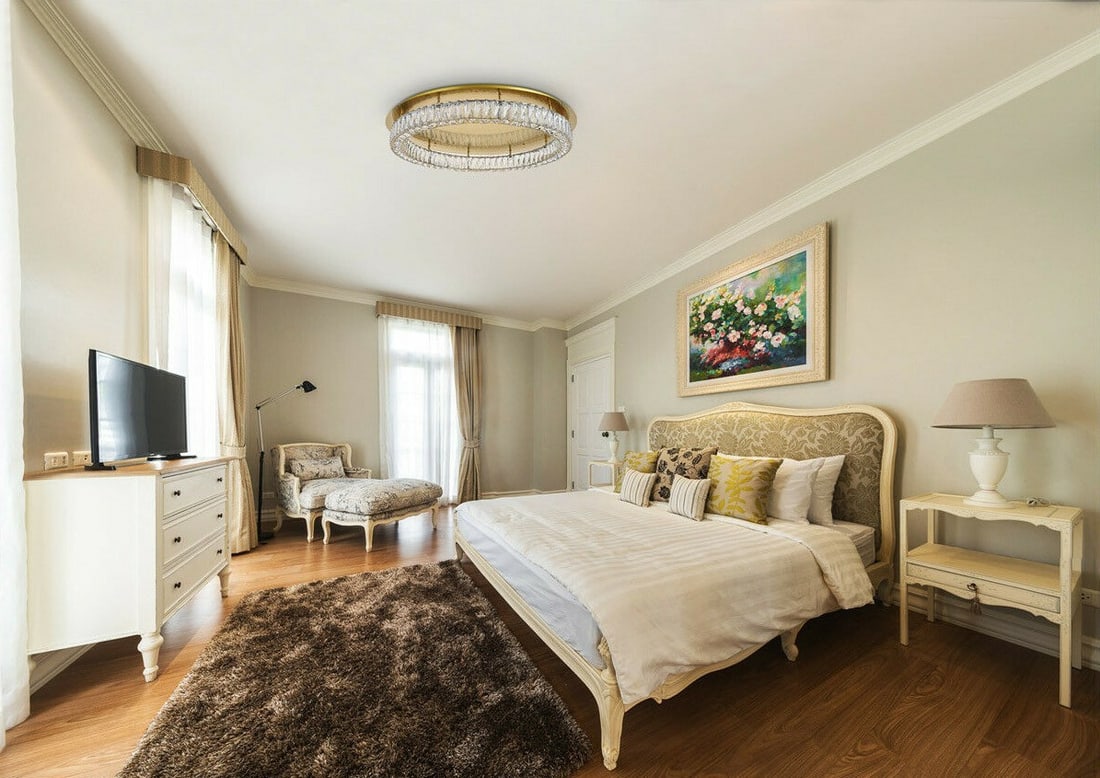 Monroe LED Gold Flush Mount Crystal Chandelier 34 inch (1 of 7)