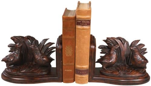 Charming Lodge Style Quail Bookends Hand-Cast Resin Decor (1 of 1)