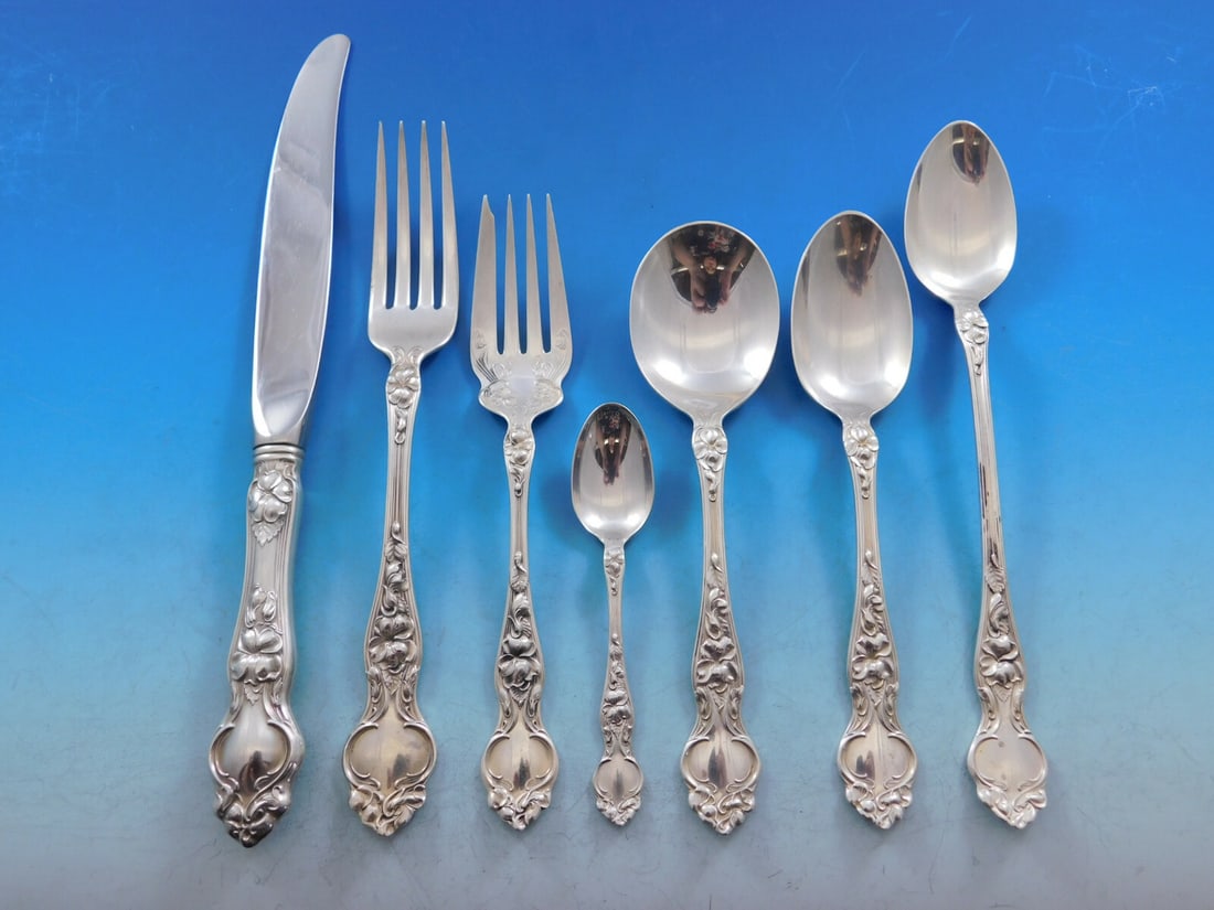 Violet by Wallace Sterling Silver Flatware Set for 8 60 pcs Art Nouveau (1 of 8)
