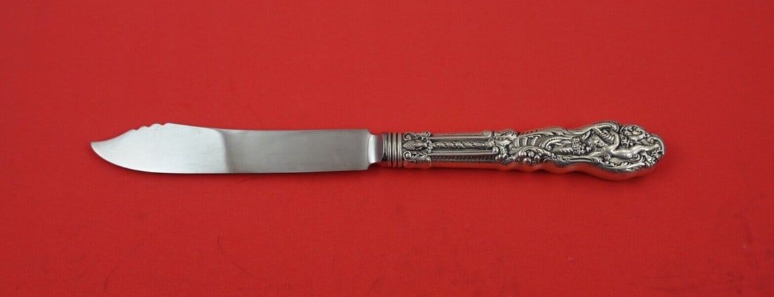 Gorham Versailles Sterling Silver Fish Knife 8 Inch: Gorham Versailles Sterling Silver Fish Knife 8 Inch This exquisite fish knife is part of the Versailles pattern by Gorham, crafted from sterling silver with a hollow handle and a stainless steel blade
