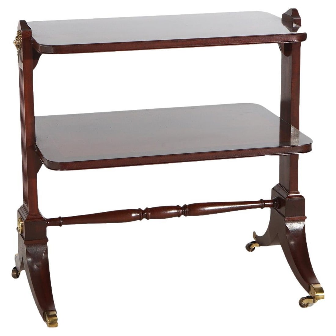 Baker Regency Style Mahogany Brass Two-Tiered Server 20th Century (1 of 8)