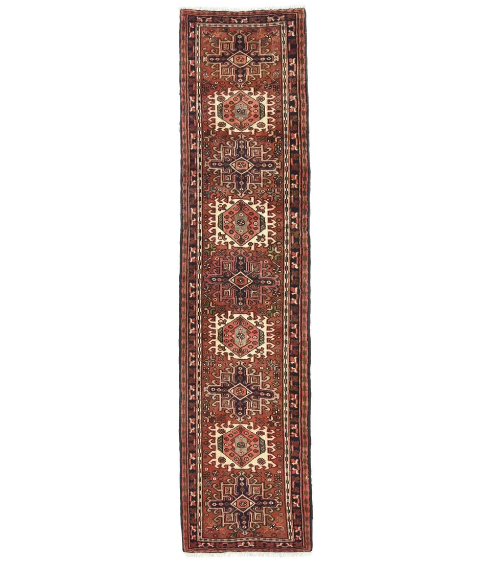 Vintage Handmade Tribal Oriental Runner Rug 2'5 x 9'5 Wool Geometric Design (1 of 11)