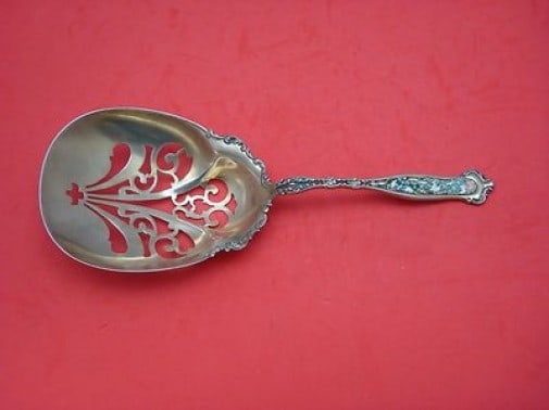 Whiting Sterling Silver Dresden Saratoga Chip Server with Vermeil and Enamel: Whiting Sterling Silver Dresden Saratoga Chip Server with Vermeil and Enamel Introducing the exquisite Dresden Saratoga Chip Server by Whiting, crafted from high-quality sterling silver featuring a be