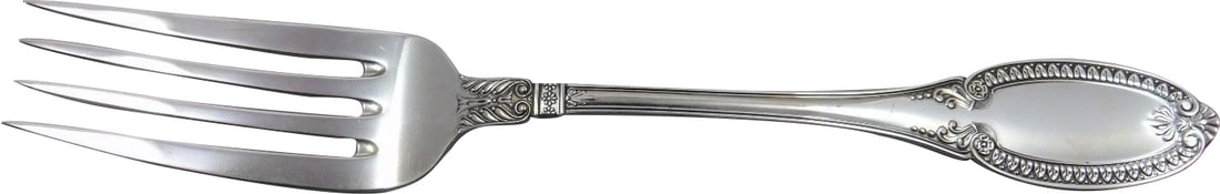 Buccellati Empire Sterling Silver Vegetable Serving Fork 10 1/8": Buccellati Empire Sterling Silver Vegetable Serving Fork 10 1/8" This exquisite vegetable serving fork is part of the Empire pattern by Buccellati, renowned for its handcrafted sterling silver craftsm