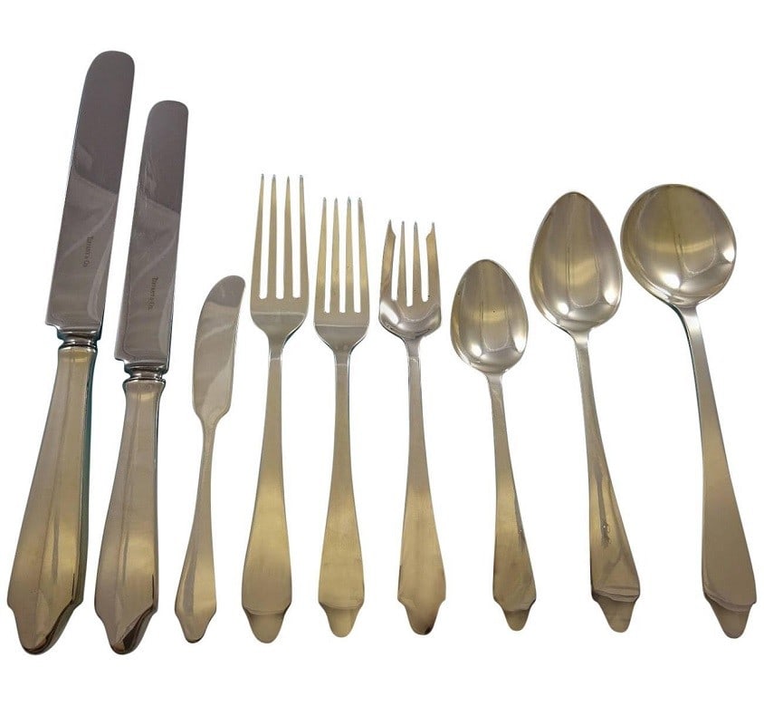 Tiffany & Co Clinton Sterling Silver Flatware Set 74 Pcs with Storage Chest (1 of 7)