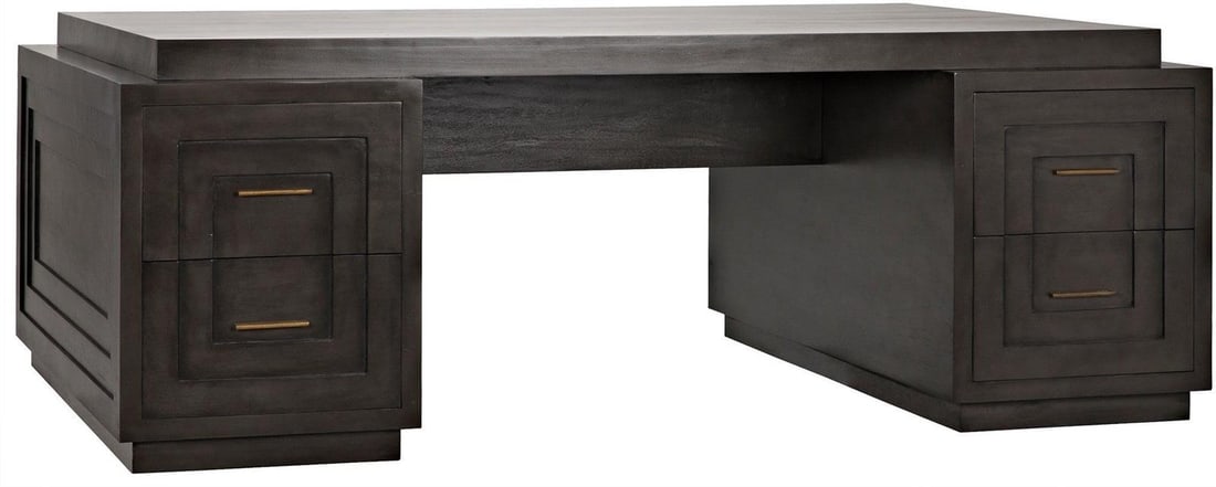 Noir Mentor Regency Style Pale Mahogany Office Desk 31.5H 86W 51D (1 of 5)