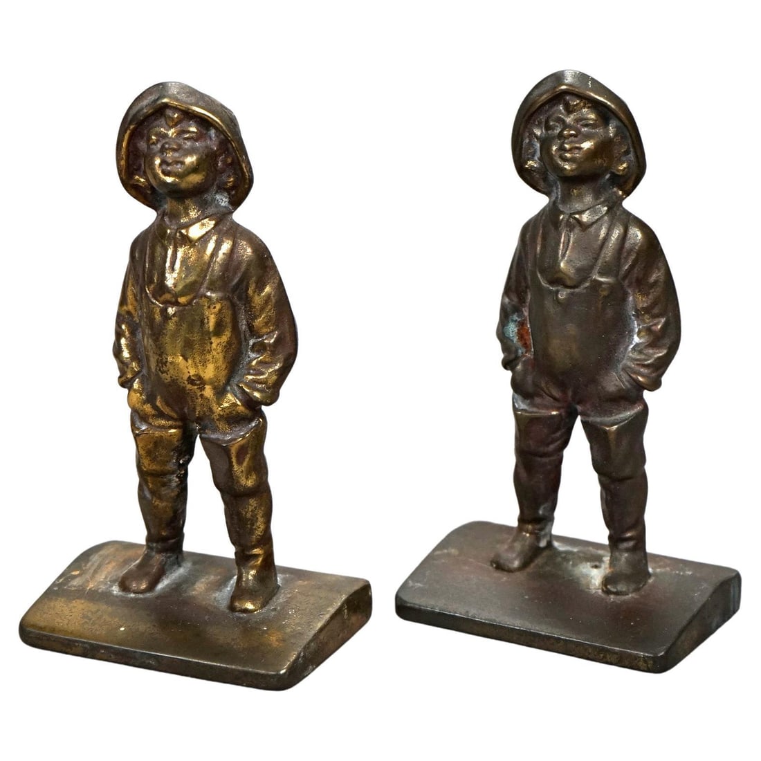 Antique Circa 1920 Bronzed Boy Bookends Set of 2 (1 of 14)