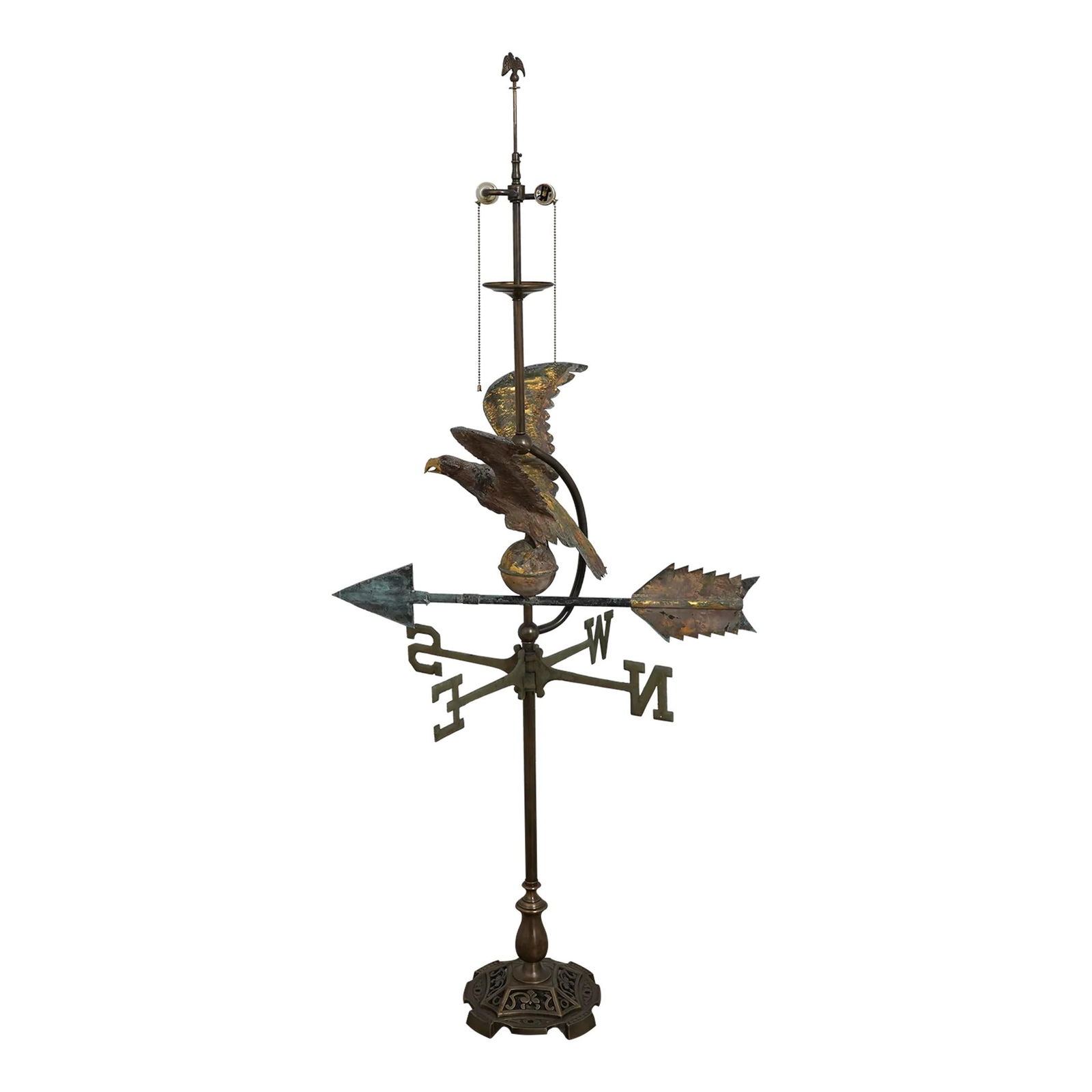 Vintage Brass Zinc Eagle Beak Weather Vane Floor Lamp 100 Years Old (1 of 10)
