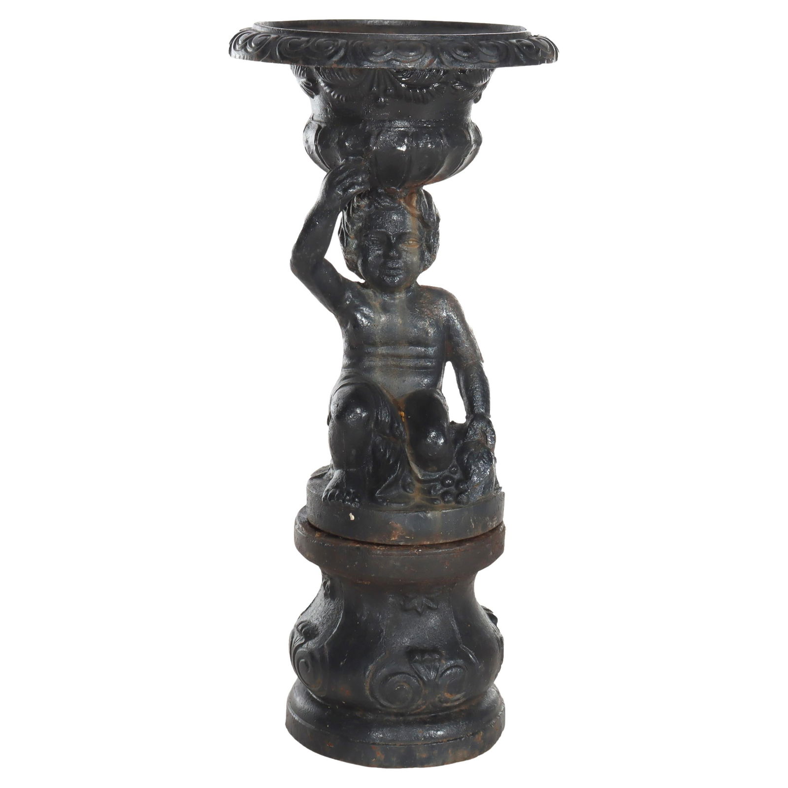Antique Neoclassical Cherub Cast Iron Garden Urn C1890 (1 of 10)