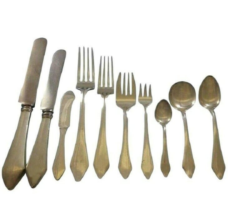 Durgin Chatham Sterling Silver Flatware Set for 12 - 132 Pieces Art Deco (1 of 9)